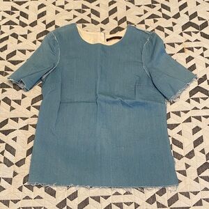 Harvey Faircloth Blue Short Denim Sleeve Top